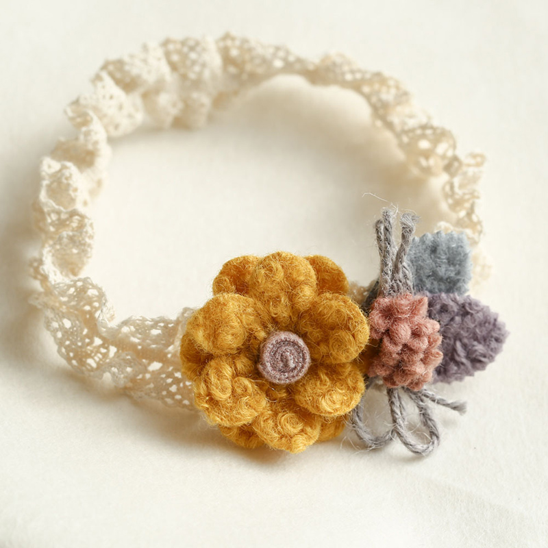 Solid Rosette Hairband - Yellow - 0-12M - image 2