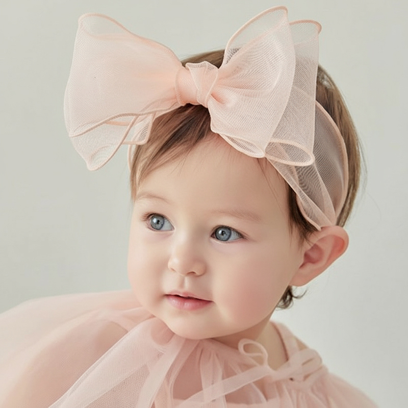 Solid With Bow Hairband - Light Pink - image 6
