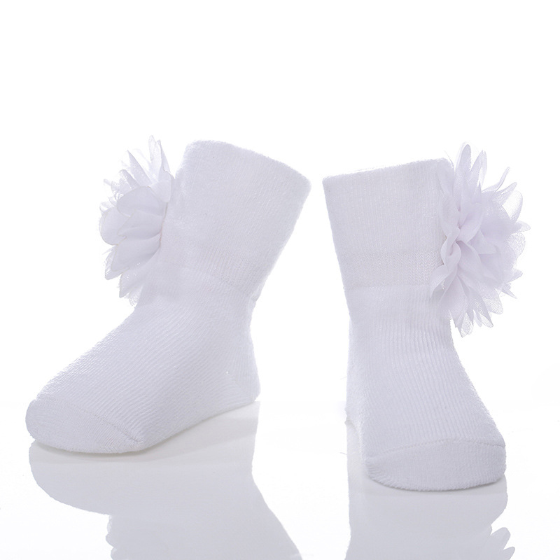 Solid Rosette Socks - White - 0-12M - image 1