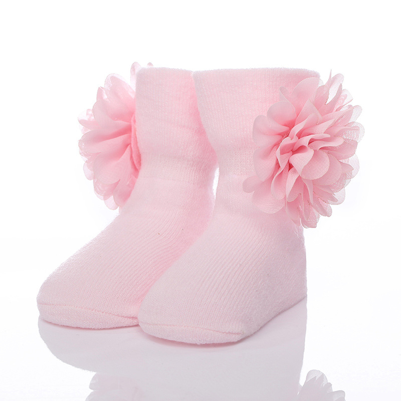 Solid Rosette Socks - Pink - 0-12M - image 3