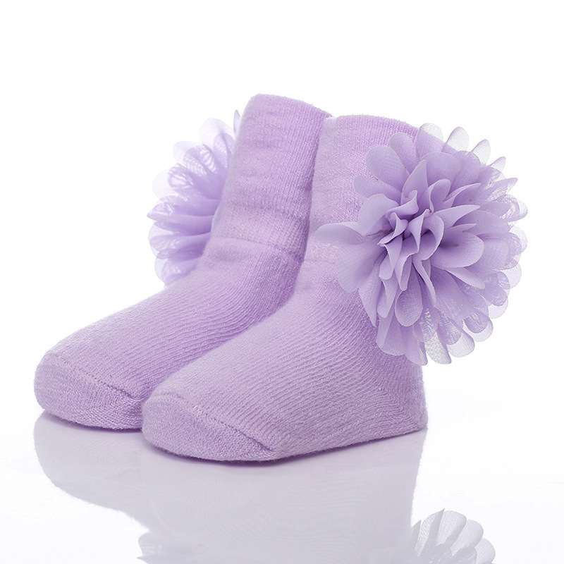 Solid Rosette Socks - Purple - 0-12M - image 10