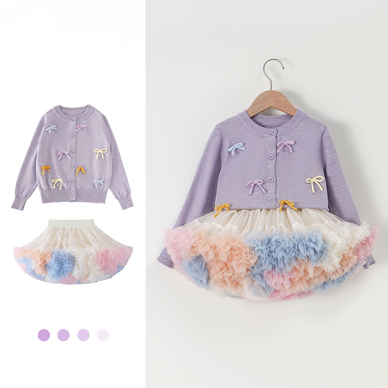 Acrylic Bow Long Sleeve Midi Two-piece Set - image 1