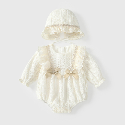 [Archive Sale] Nylon Folds Lace Edge Bow Long Sleeve Regular Bodysuit - image 6