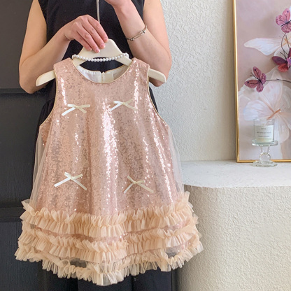 [Archive Sale] Sequins Bow Folds Sequins Sleeveless Mid-long Dresses - image 9