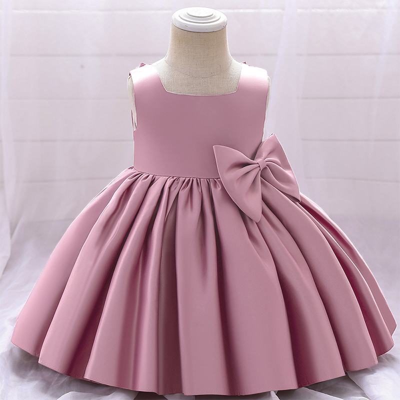 Satin Bow Sleeveless Maxi Dresses - Dark Pink - 11-12Y - image 12
