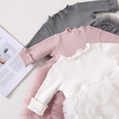 Mesh Folds Long sleeve Regular Dresses - image 3
