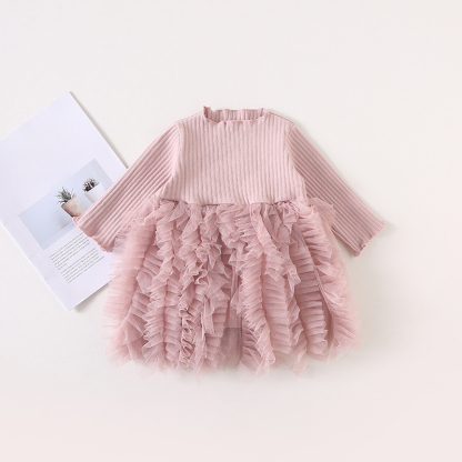 [Archive Sale] Mesh Folds Long sleeve Regular Dresses - image 2