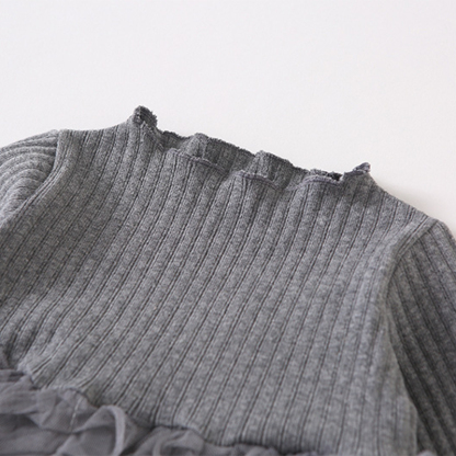 Mesh Folds Long sleeve Regular Dresses - image 43