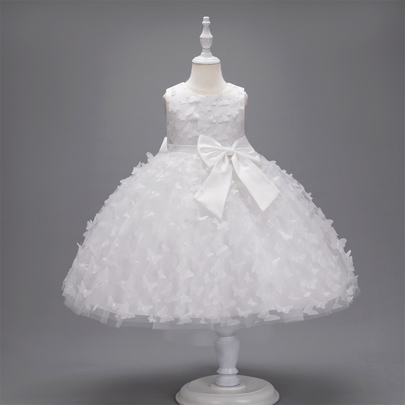 Mesh Bow Rosette Short Sleeve Mid-long Dresses - White - 150cm - image 23