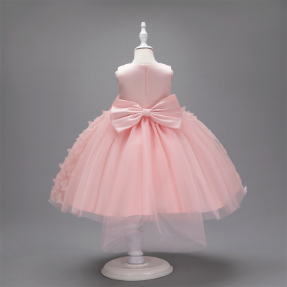 Mesh Bow Rosette Short Sleeve Mid-long Dresses - image 8