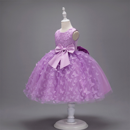 Mesh Bow Rosette Short Sleeve Mid-long Dresses - image 40