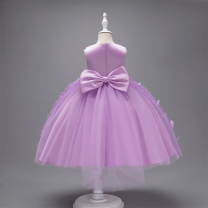 Mesh Bow Rosette Short Sleeve Mid-long Dresses - image 39