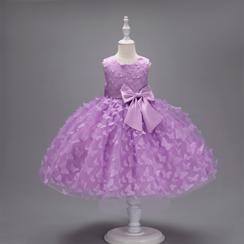 Mesh Bow Rosette Short Sleeve Mid-long Dresses - Purple - 150cm - image 38