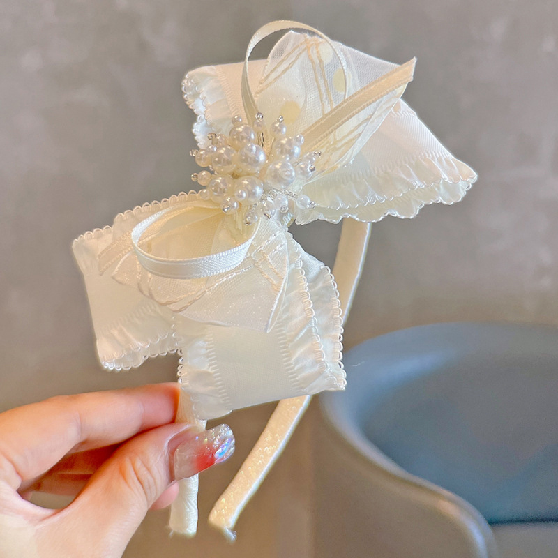 Solid With Bow Hair Accessories - Beige - Chuanzhu Style - image 2