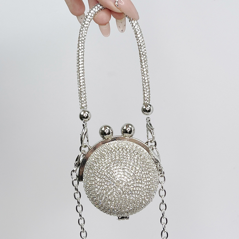 Solid With Pearls Bags - Silver - Silver Crystal Ball With Diamond - image 12