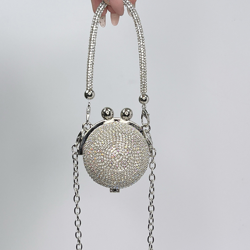 Solid With Pearls Bags - Silver - Silver Crystal Ball With Diamond（Colored） - image 15