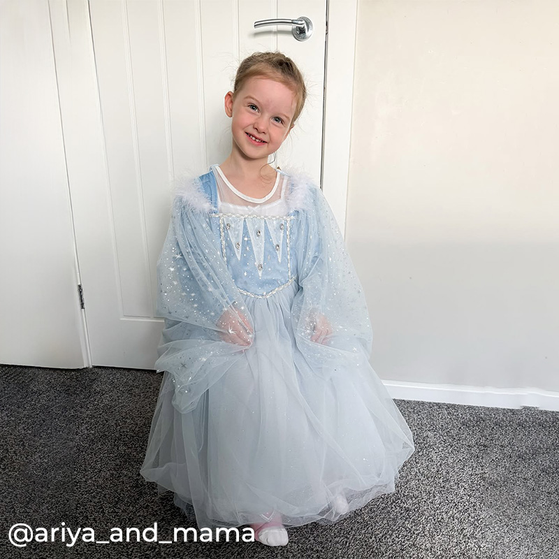 [Archive Sale] Mesh Feather-trimmed Sleeveless Maxi Dresses - Blue - 2-3Y【100cm】 - image 1