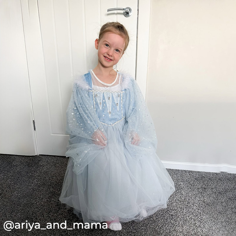 [Archive Sale] Mesh Feather-trimmed Sleeveless Maxi Dresses - Blue - 2-3Y【100cm】 - image 1