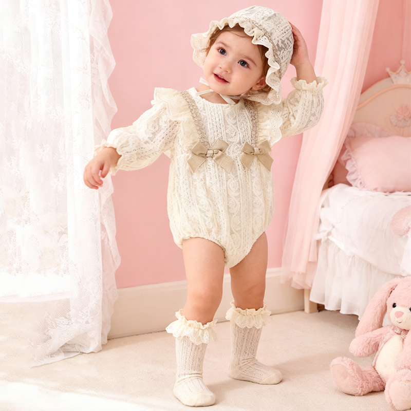 [Archive Sale] Nylon Folds Lace Edge Bow Long Sleeve Regular Bodysuit - image 2