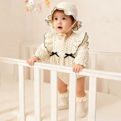 [Archive Sale] Cotton Folds Bow Long Sleeve Regular Bodysuit - image 2