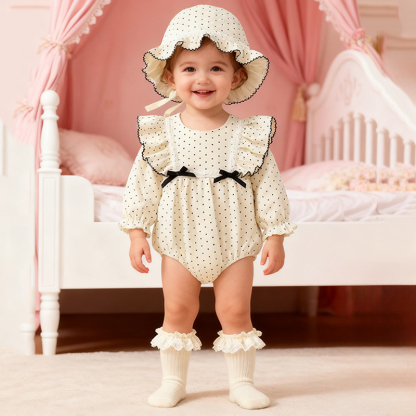 [Archive Sale] Cotton Folds Bow Long Sleeve Regular Bodysuit - image 4