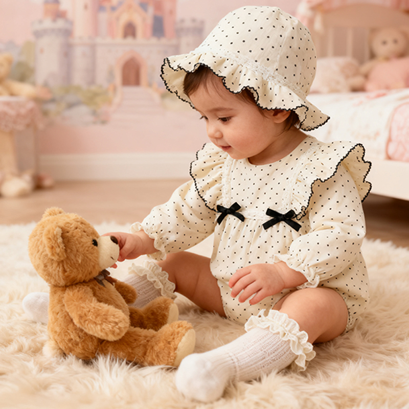 [Archive Sale] Cotton Folds Bow Long Sleeve Regular Bodysuit - image 5