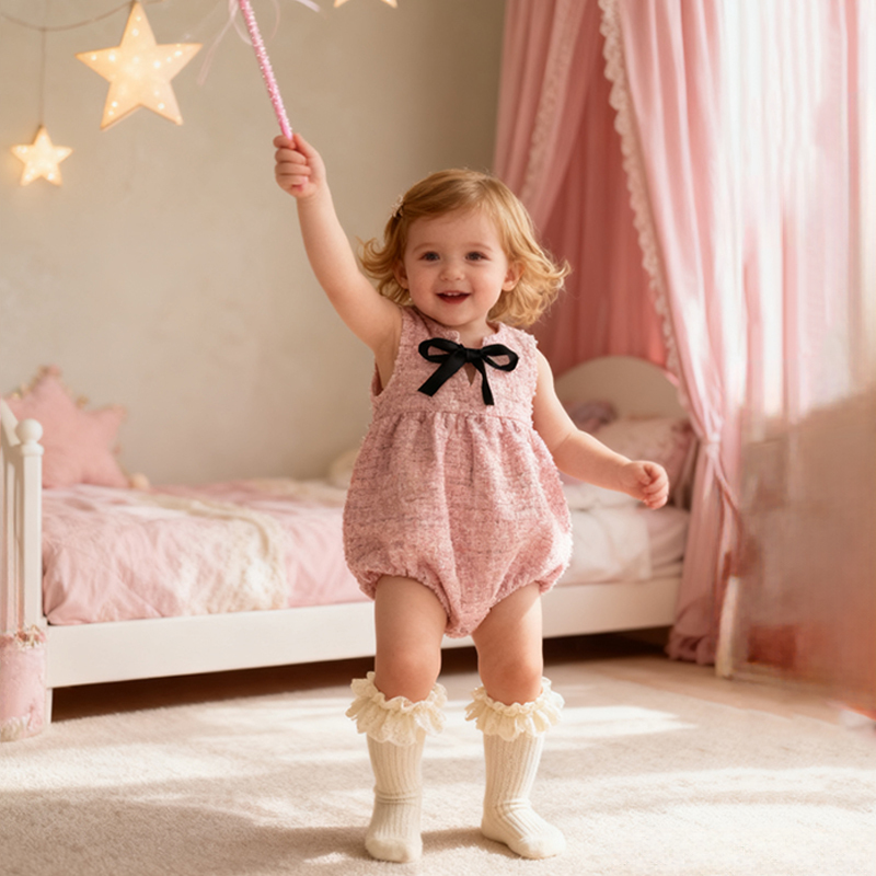 [Archive Sale] Tweed Bow Sleeveless Regular Bodysuit - Pink - 90cm - image 1