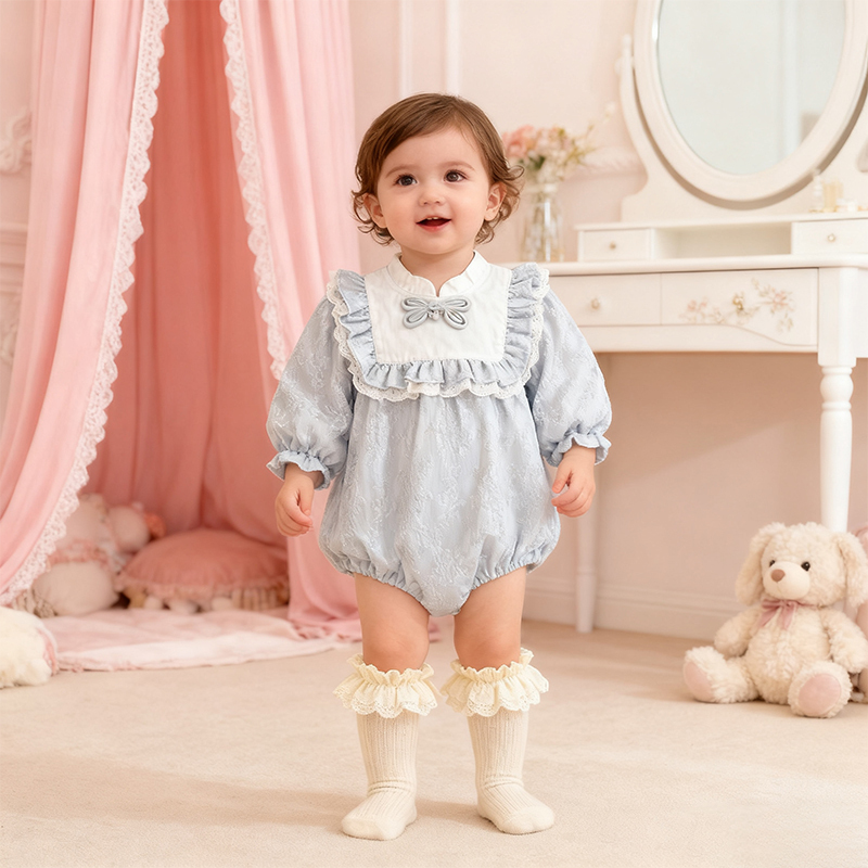 [Archive Sale] Jacquard Folds Bow Long Sleeve Regular Bodysuit - image 3