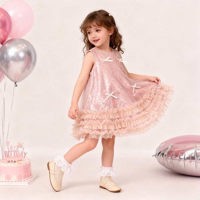 [Archive Sale] Sequins Bow Folds Sequins Sleeveless Mid-long Dresses - image 1