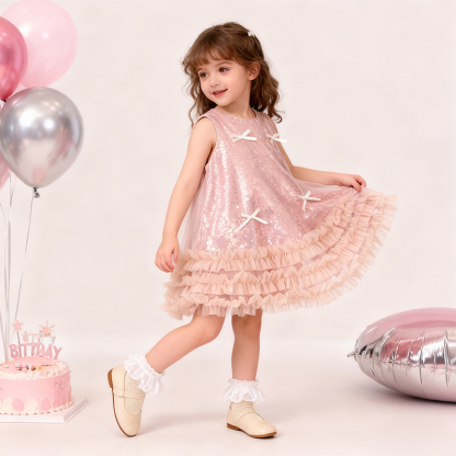 [Archive Sale] Sequins Bow Folds Sequins Sleeveless Mid-long Dresses - image 1