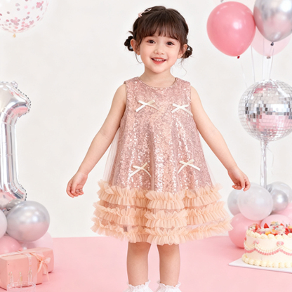 [Archive Sale] Sequins Bow Folds Sequins Sleeveless Mid-long Dresses - image 4