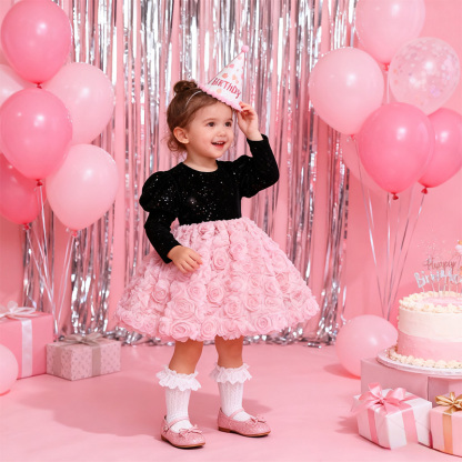 [Archive Sale] Velvet Rosette Long Sleeve Mid-long Dresses - image 2