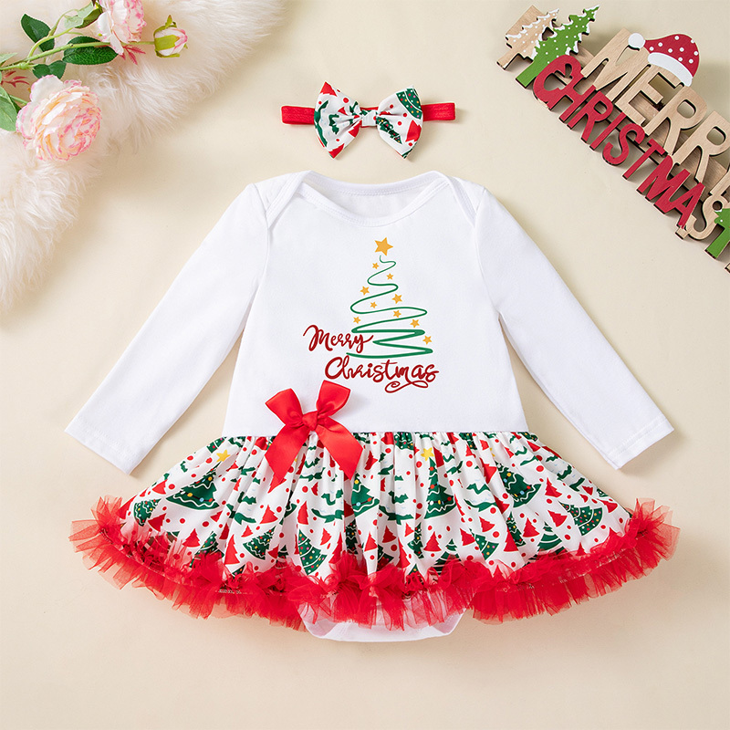 Knitted Folds Bow Printing Long Sleeve Regular Bodysuit - image 2