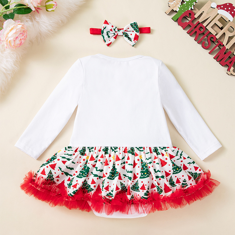 Knitted Folds Bow Printing Long Sleeve Regular Bodysuit - image 3