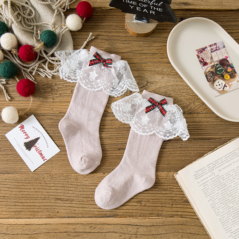 Solid With Bow Socks - Pink - 3-5Y - image 3
