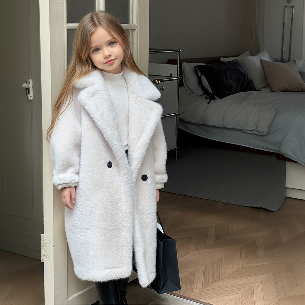 Faux Fur Button Long Sleeve Mid-long Outerwears - image 3