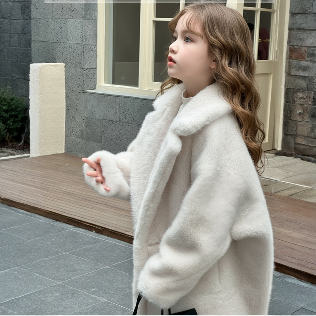 Faux Fur Button Long Sleeve Mid-long Outerwears - image 5