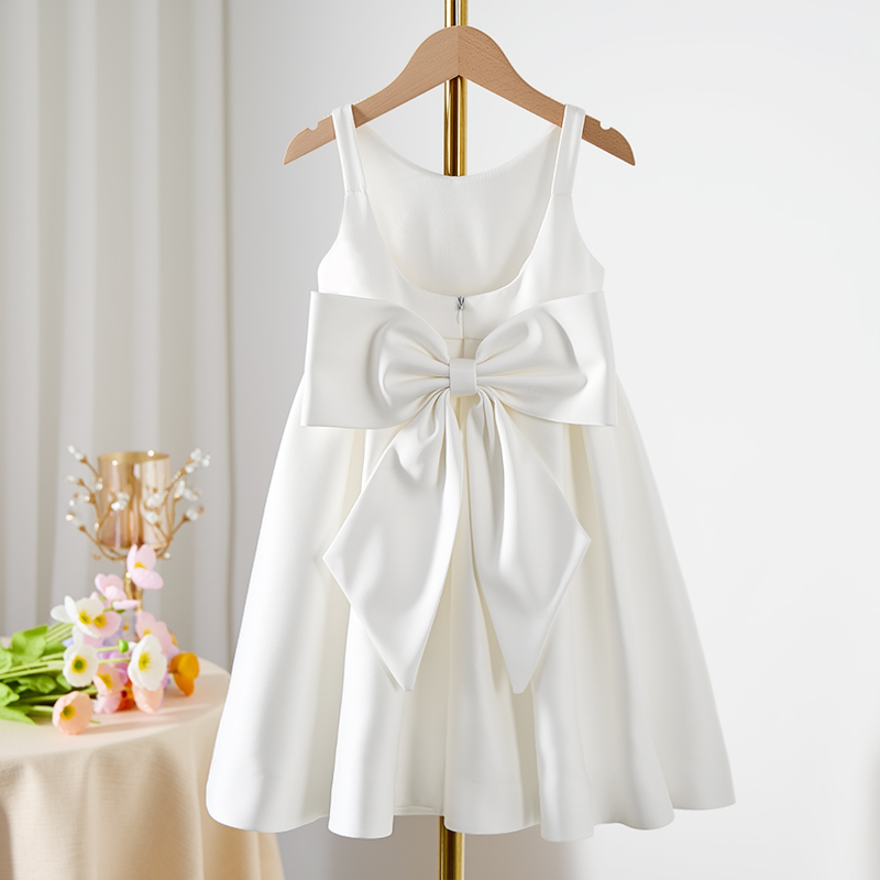 Satin Bow Sleeveless Mid-long Dresses - image 5