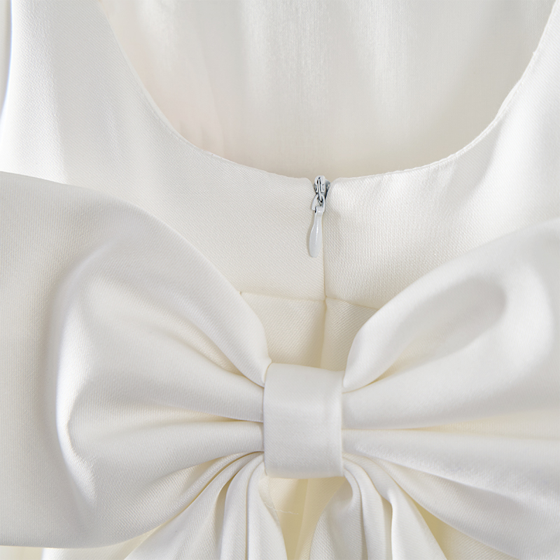 Satin Bow Sleeveless Mid-long Dresses - image 6