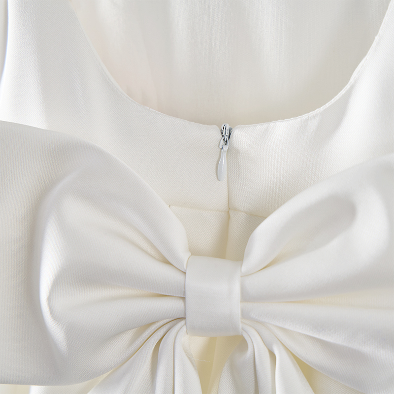 Satin Bow Sleeveless Mid-long Dresses - image 6