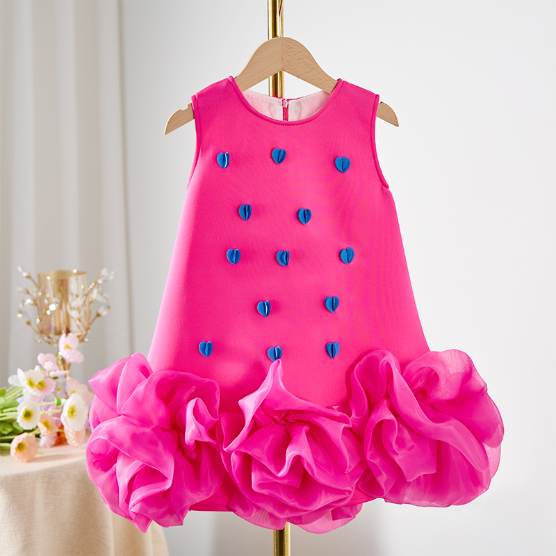 SCUBA KNIT Folds Sleeveless Mid-long Dresses - Magenta - 140cm - image 1