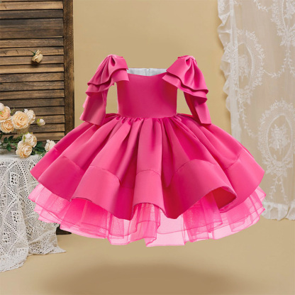 Satin Bow Sleeveless Midi Dresses - Rose - 7Y - image 23