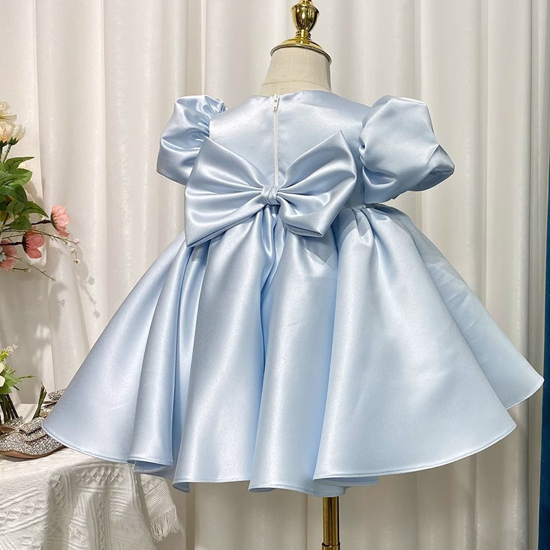 Satin Bow Short Sleeve Midi Dresses - image 4