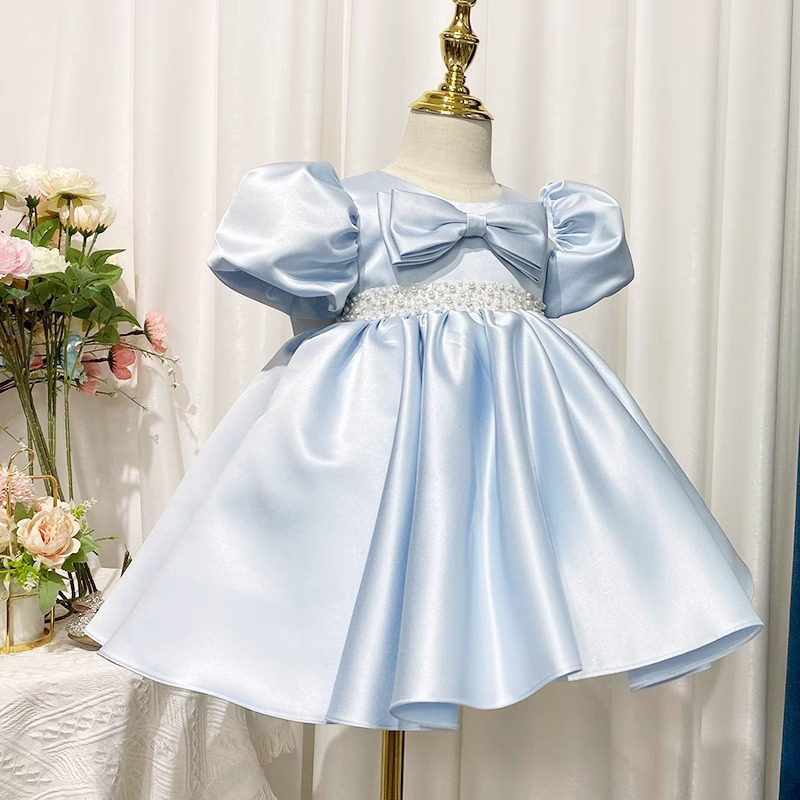 Satin Bow Short Sleeve Midi Dresses - image 2