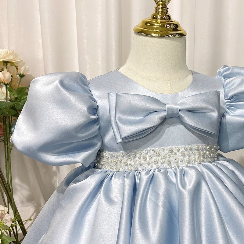 Satin Bow Short Sleeve Midi Dresses - image 5