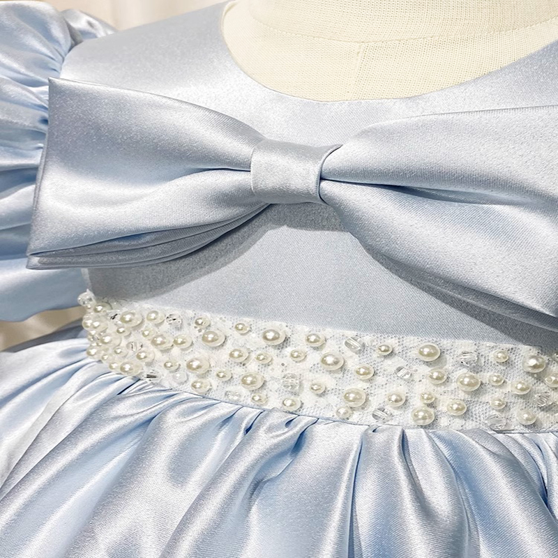 Satin Bow Short Sleeve Midi Dresses - image 6
