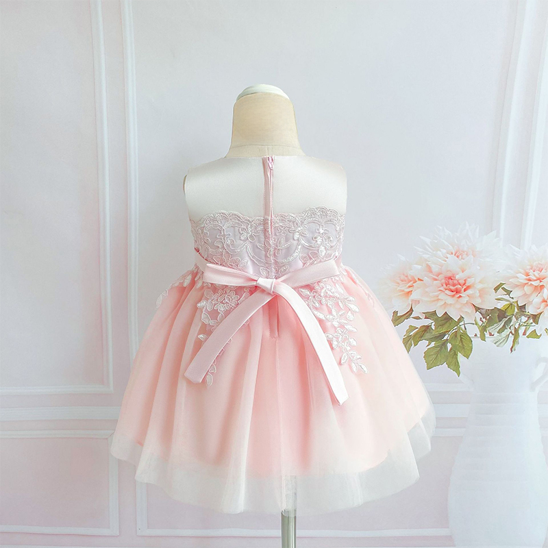 Satin Imitation Pearls Bow Sleeveless Mid-long Dresses - image 7