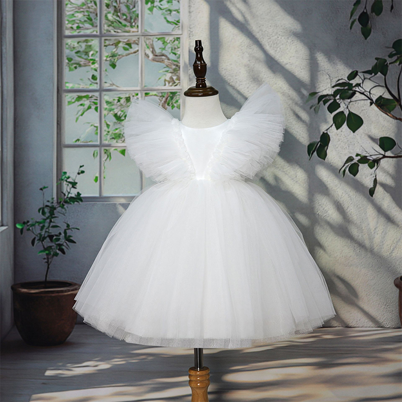 Mesh Folds Sleeveless Midi Dresses - White - 10-12Y - image 16