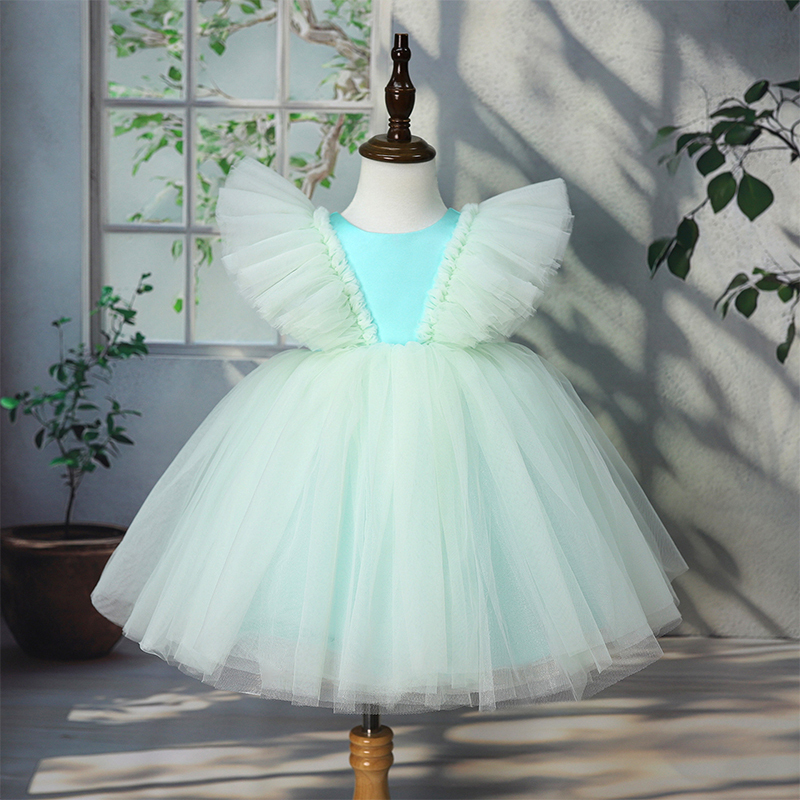 Mesh Folds Sleeveless Midi Dresses - Light Green - 10-12Y - image 18