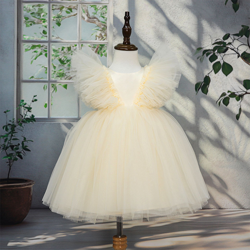 Mesh Folds Sleeveless Midi Dresses - Champagne - 10-12Y - image 22